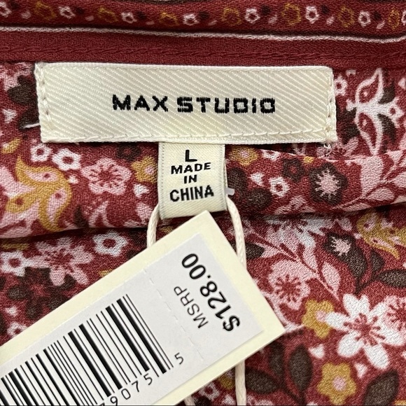 🔥 Max Studio Floral Flutter Boho Prairie Surplice Dress L New - Picture 11 of 13